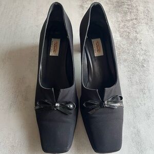 Talbots Kitten Heel Pumps: Black Squared Toe, Italian Made, 7.5N